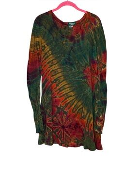 Kathmandu Imports Tie Dye  Boho Hippie Mini Tunic Dress Womens M/L